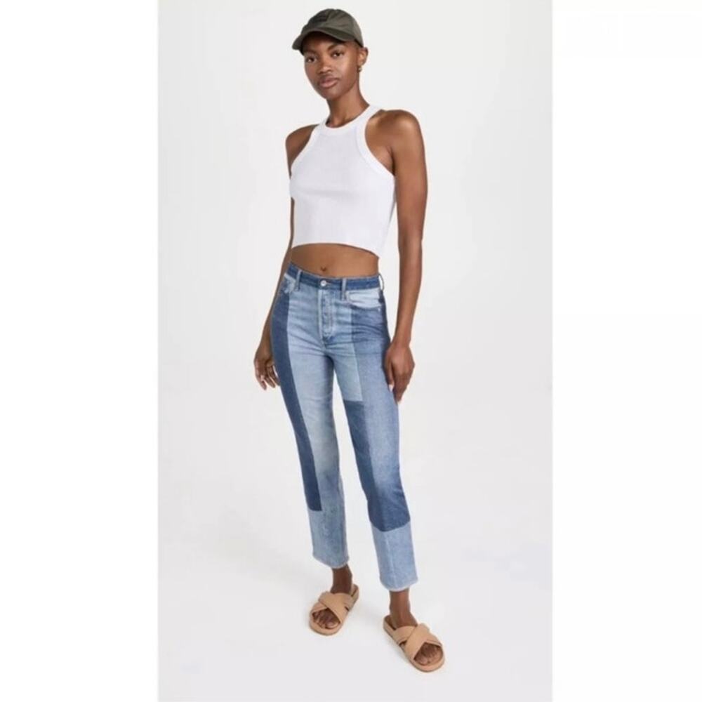 Rag & Bone Patchwork 
Miramar Nina Cigarette Stretch Pants In Bryon Blue Size 24